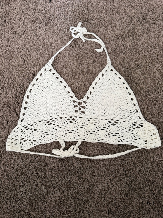 Tops - Crochet Halter Bralette Top in Cream